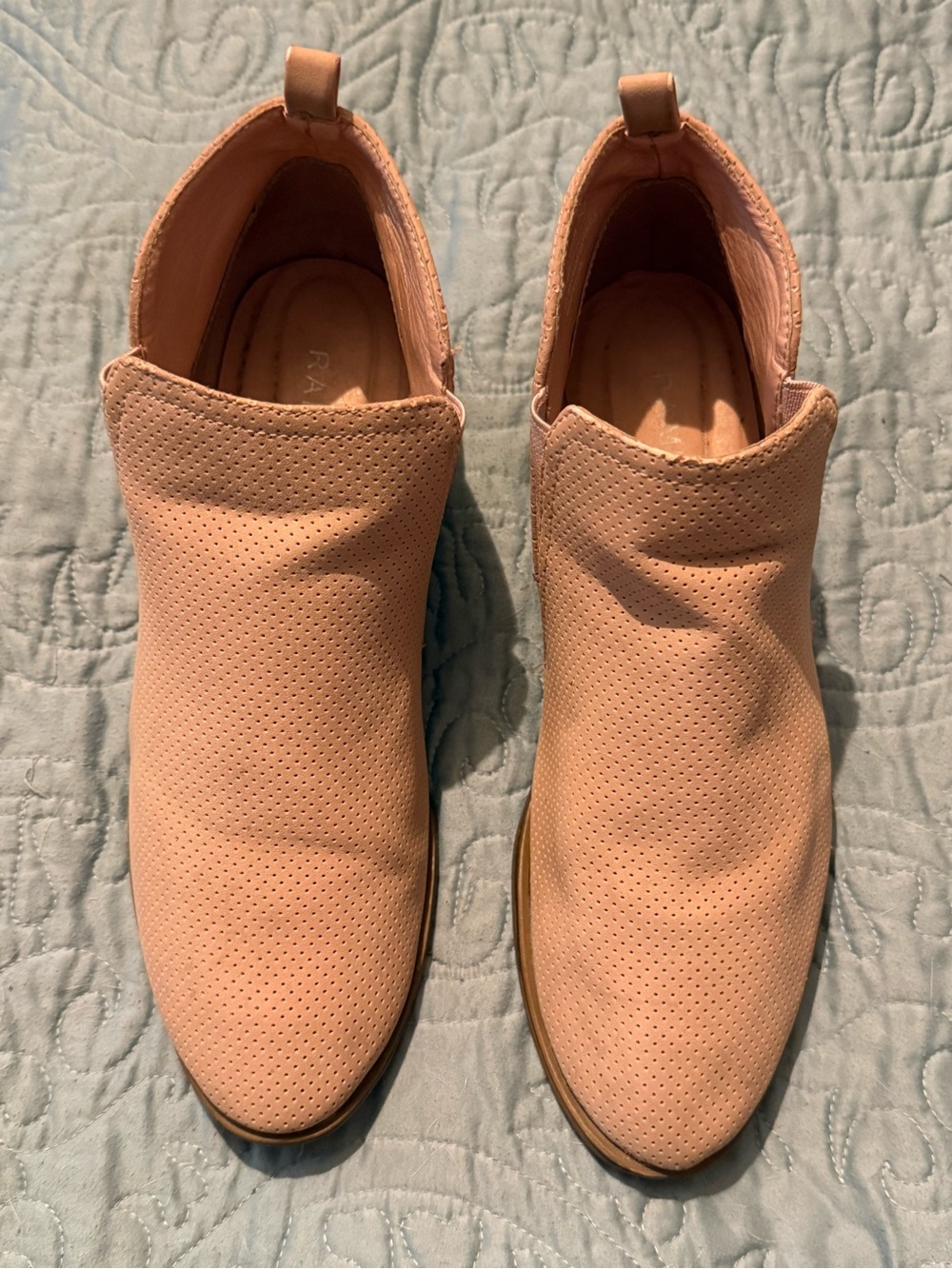 Rampage Women's Blush Pink Perforated Ankle Booties